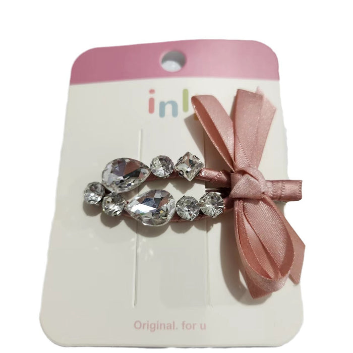 Wholesale Transparent Love Rhinestone Bow Duckbill Clip Hair Clip Sweet Super Fairy Bangs Clip Side Clip Hair Accessories for Women