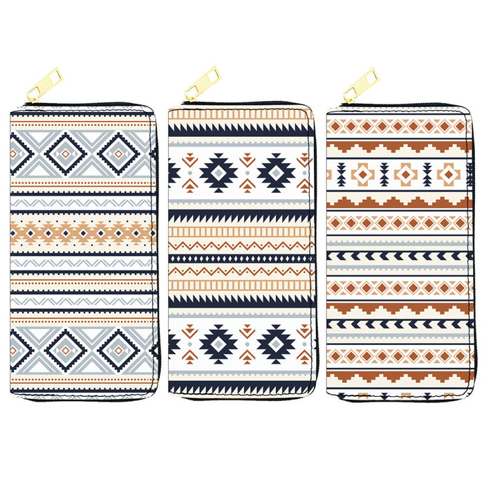 Wholesale 5pcs Retro Ethnic Style Printed Long PU Wallet JDC-WT-JiRui012