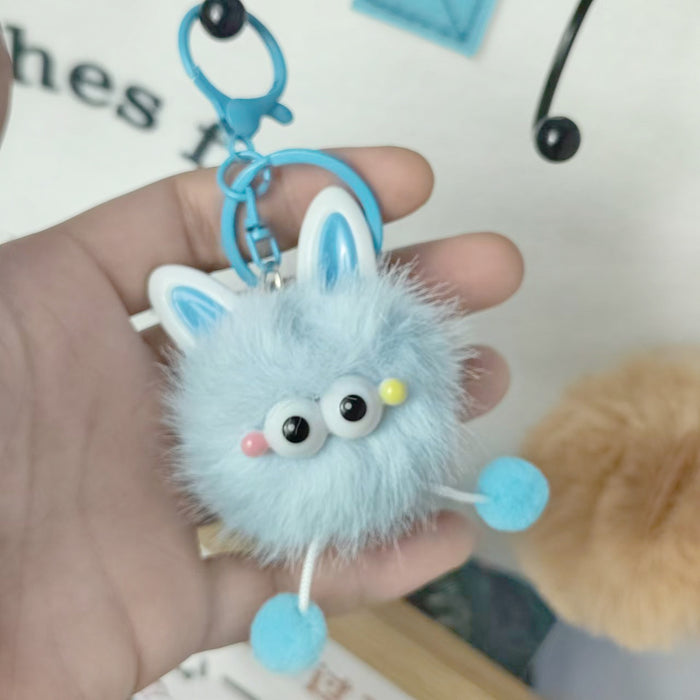 Wholesale Imitation Mink Ears Elf Plush Bag Pendant Cute Cartoon Fur Ball Couple Girlfriend Gift Keychain