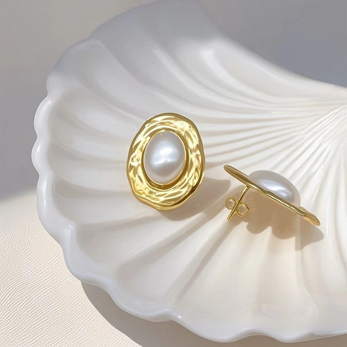 Wholesale Pearl earrings light luxury personality temperament does not fade titanium steel earrings new product