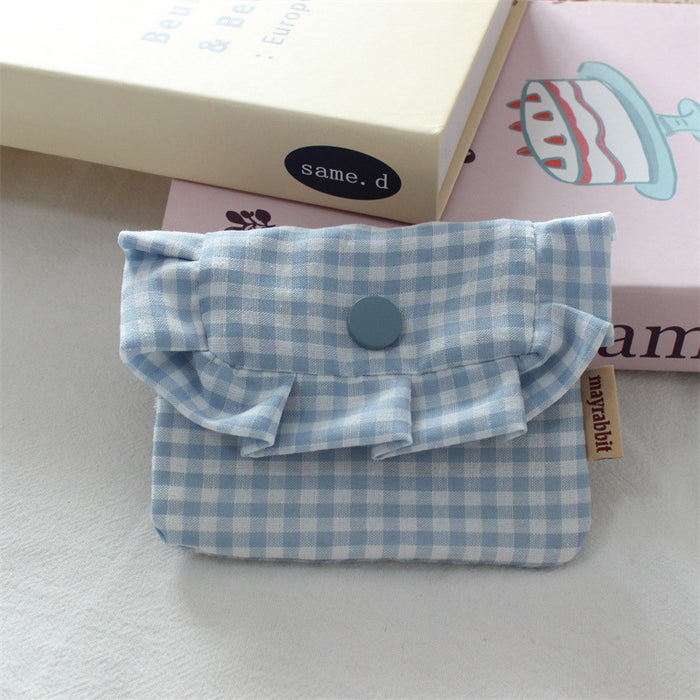 Wholesale Gingham Plaid Flap Pouch Card Holder Wallet For Women Portable Purse For Everyday Use Home Storage