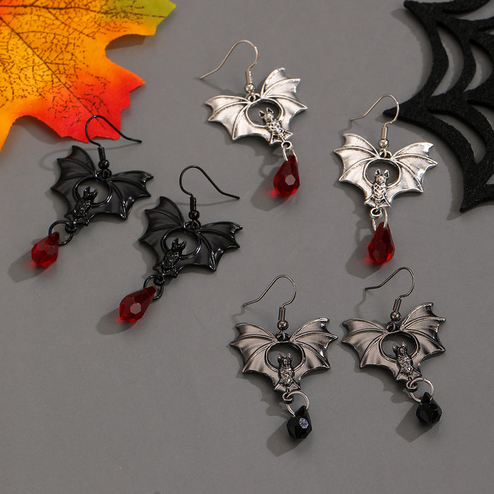 Wholesale Dark Gothic Punk Style Black Bat Red Crystal Earrings Women  Earrings