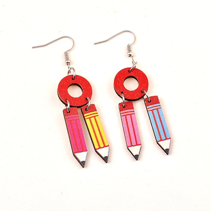 Wholesale Graduation Season Wood Chips Earrings JDC-ES-XLL002