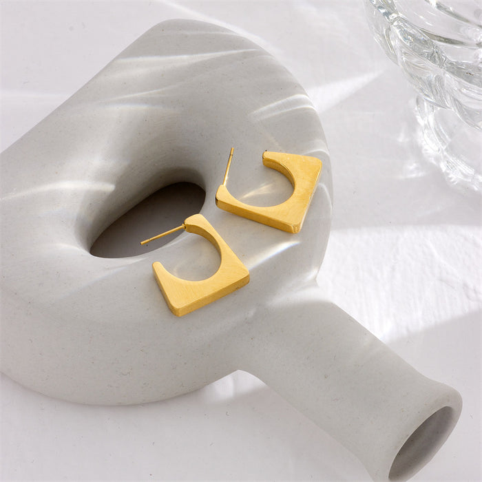 Wholesale  geometric niche design irregular titanium steel  temperament earrings