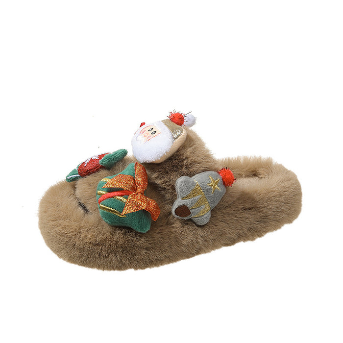 Wholesale Furry Slippers Autumn and Winter Christmas Cute Cartoon Plush Slippers Warm Slippers