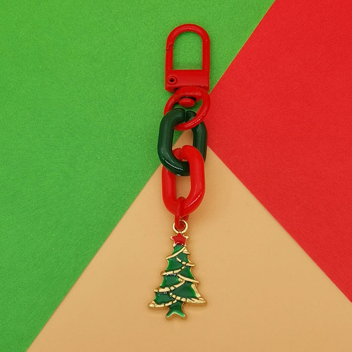 Wholesale Christmas Keychain Pendant Cute  Snowflake Elk Tree Snowman Mobile Phone Chain Bag Pendant