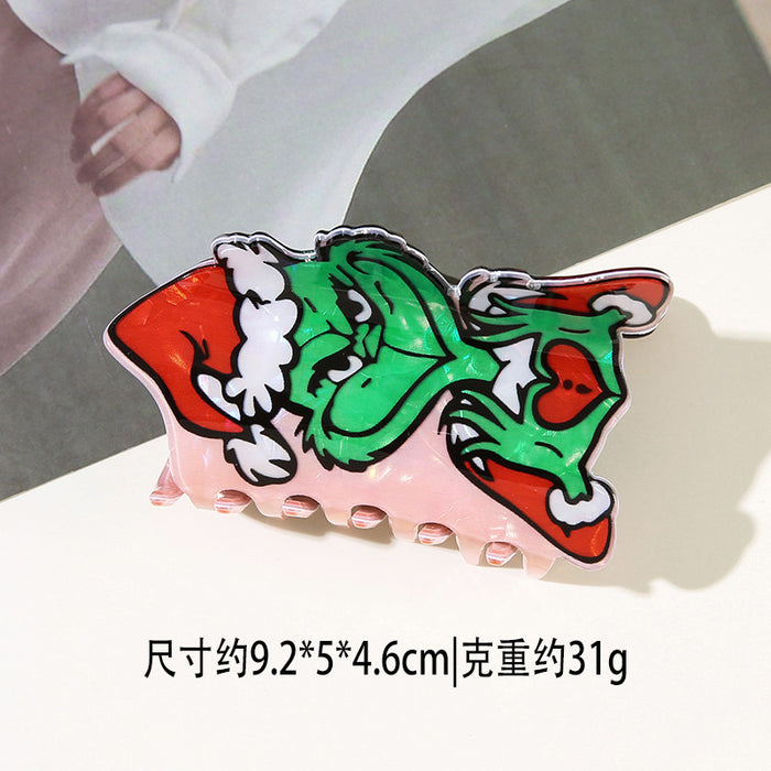 Wholesale Christmas PVC Hair Claw Clips Santa  Shark Cartoon Party Accessory Gift