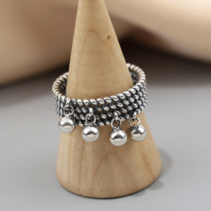 Wholesale Personalized round bead smooth ring for women, retro vintage vintage, multi-layer woven ring, open ring, hand accessory