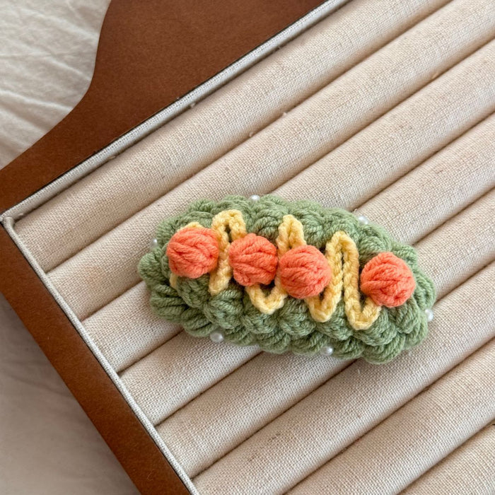 Wholesale Handmade Crochet Yarn Hair Clips Cartoon Fruit