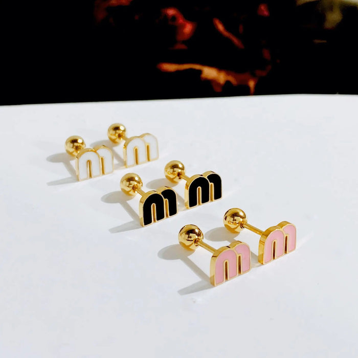 Wholesale Mini Stainless Steel Letter M Ear Bone Stud Earrings JDC-ES-Xuel002