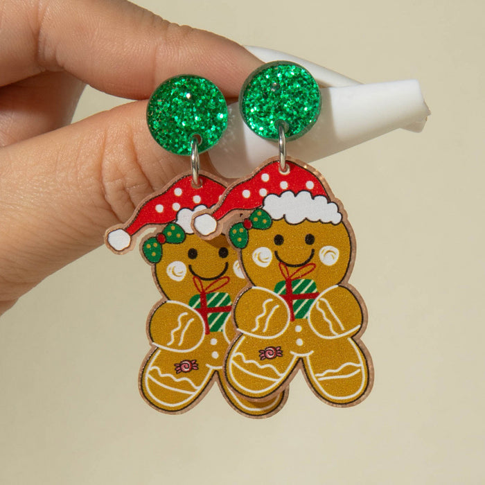 Wholesale Cute Christmas Cartoon Acrylic Snowflake Earrings