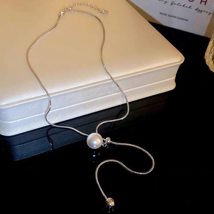 Wholesale pearl necklace popular long  chain elegant high-end high-grade accessories clavicle chain