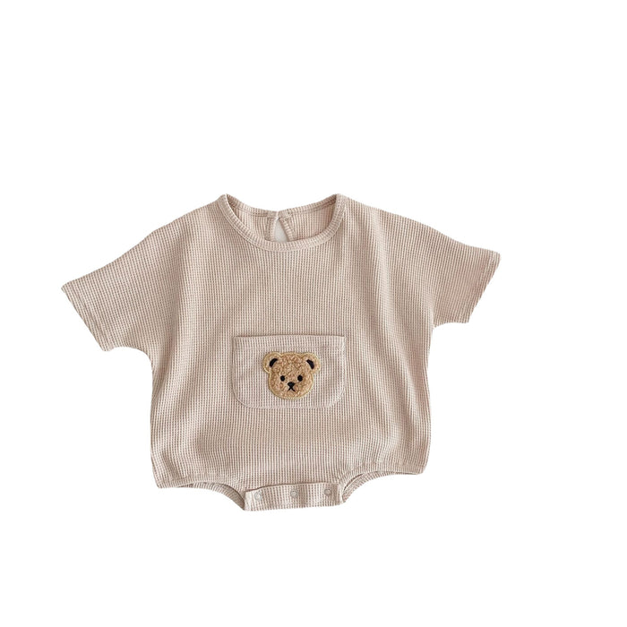 Wholesale Cute Bear Baby Waffle Short Sleeve Onesie JDC-BC-WeiNiS017