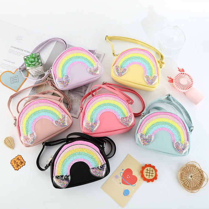 Wholesale Silicone Macaron Color Rainbow Children's Messenger Bag JDC-SD-HuHong002