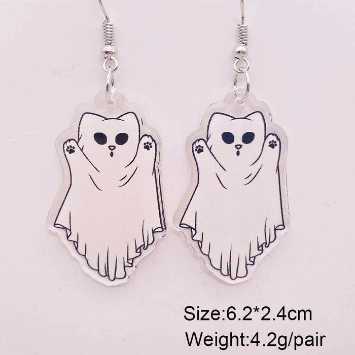 Wholesale  Earrings Cartoon Cat Horror Pumpkin Ghost Acrylic Earrings  Gift