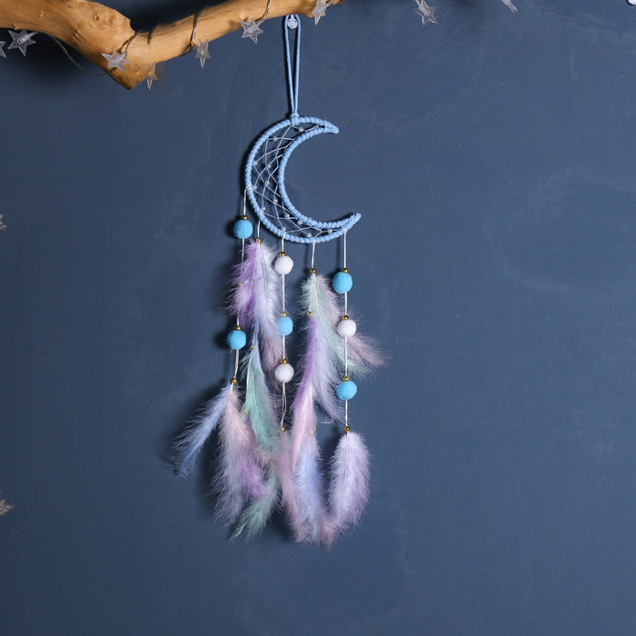 Wholesale Trendy Handmade Dreamcatcher Pendant with Feathers Iron Frame Bag Charm