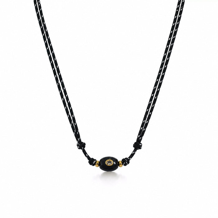 Wholesale Modern Geometric Natural Stone Pendant Necklace With Woven Rope And Adjustable Slip Knot For Women Casual Fashion Accessory