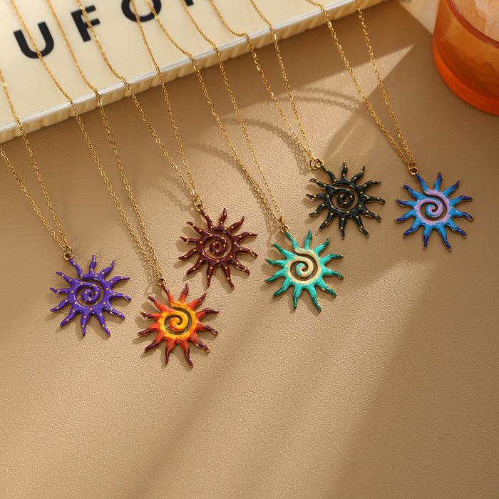 Wholesale Stainless Steel Sun Pendant Necklace