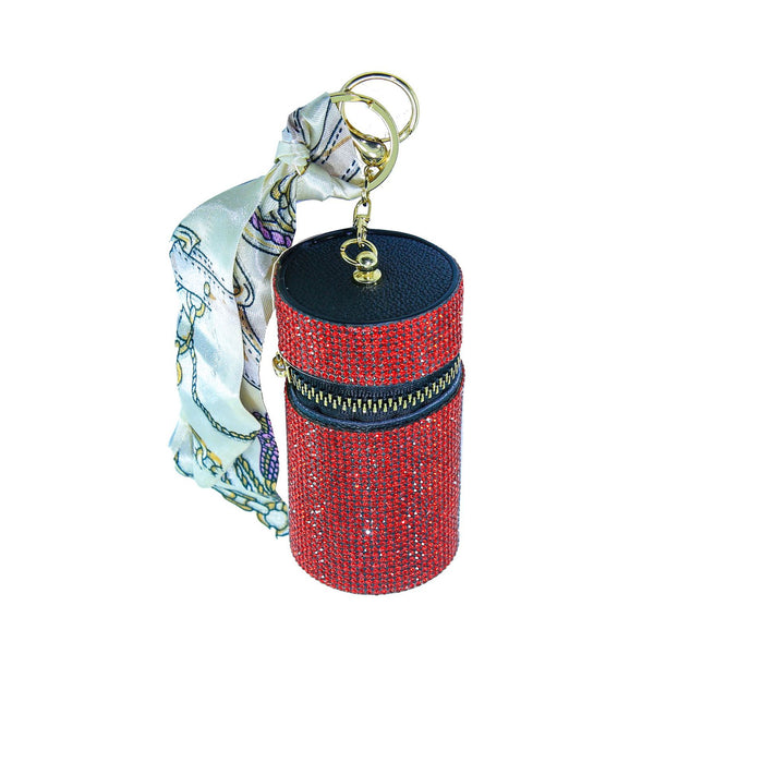 Wholesale Crystal Encrusted Light Luxury Bucket Bag Keychain Multi Pocket Lipstick Earphone Coin Holder Decorative Bag Charm Boutique Resale