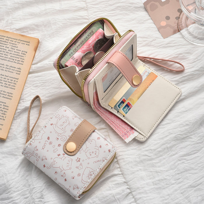Wholesale Cartoon Folding Zipper Coin Purse Card Holder Wallet All-In-One