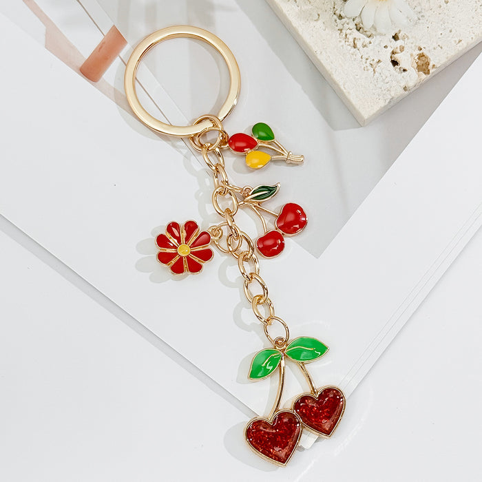 Wholesale Cute Peach Heart Cherry Valentine's Day Keychain