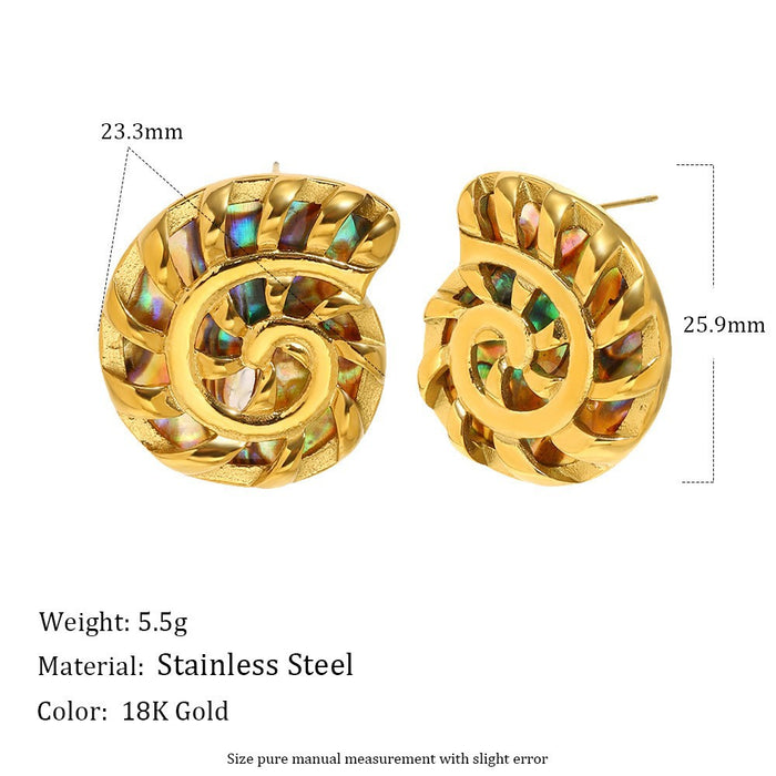 Wholesale Stainless Steel  Abalone Pattern Heart-Shaped Earrings Gold Plated Elegant Niche Light Luxury Necklace