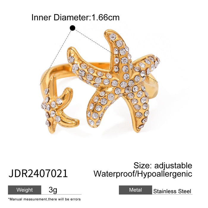 Wholesale Stainless Steel Full Diamond Opening High-end Titanium Steel Rings JDC-RS-JD006