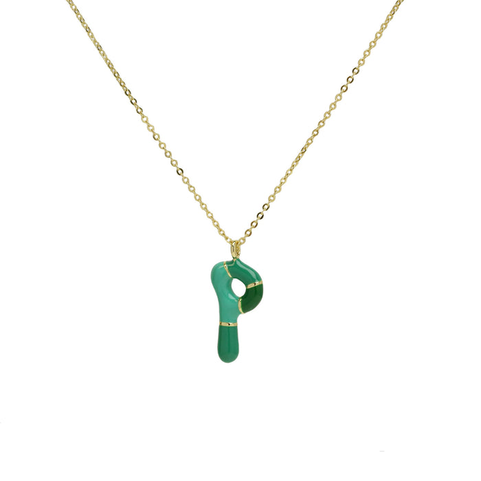 Wholesale 2PCS 18k Brass Drip Gel Capsule Colorful 26 English Letter Necklace JDC-NE-BaiYi009