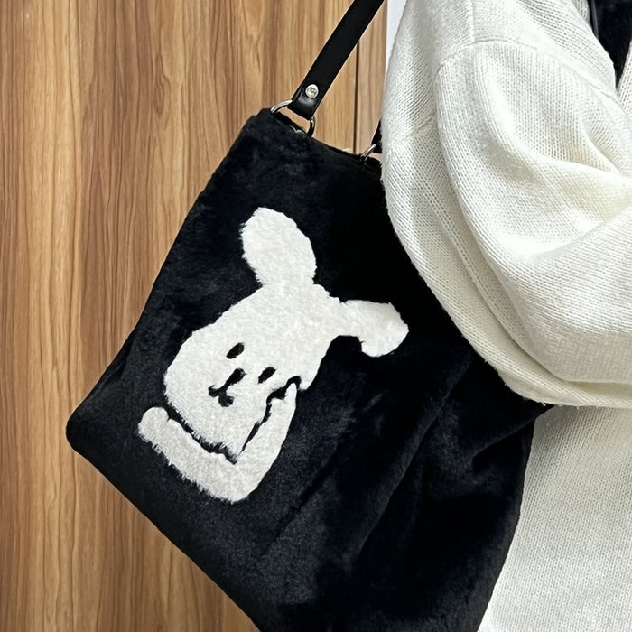 Wholesale Plush Creative White Rabbit Pattern Shoulder Bag JDC-SD-DRS014