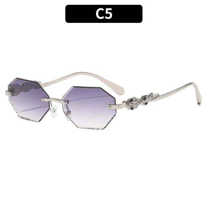 Wholesale Gold Rimless Octagonal Women' s Sunglasses - Fashion Accessory for Sun Protection and Daily Wear