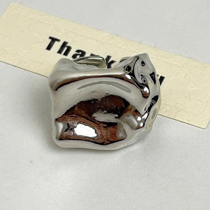 Wholesale Small niche design, personality, irregular hollow ring, light luxury, high-end feel, gold silver exaggerated ring