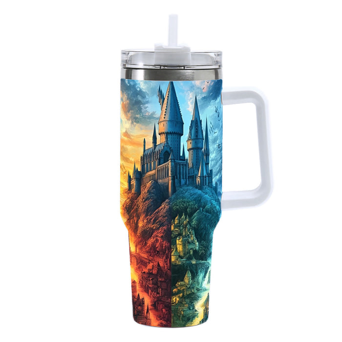 Wholesale 40oz Stainless Steel Tumbler with Handle Magic Wizard Design Car Cup Travel Mug MOQ≥2