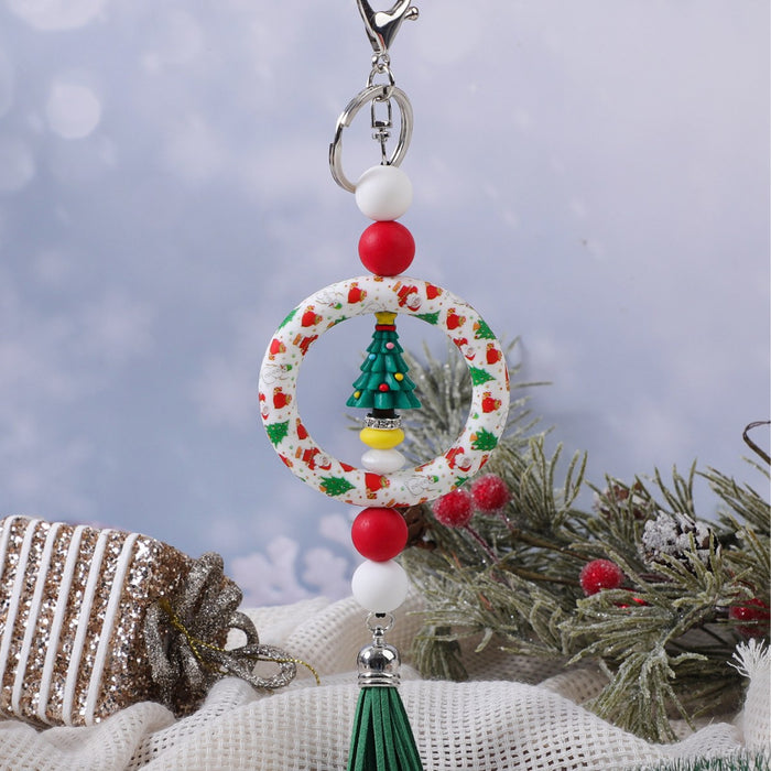 Wholesale Silicone Santa Christmas Keychain Charm Fashion Accessory Gift for Party MOQ≥2