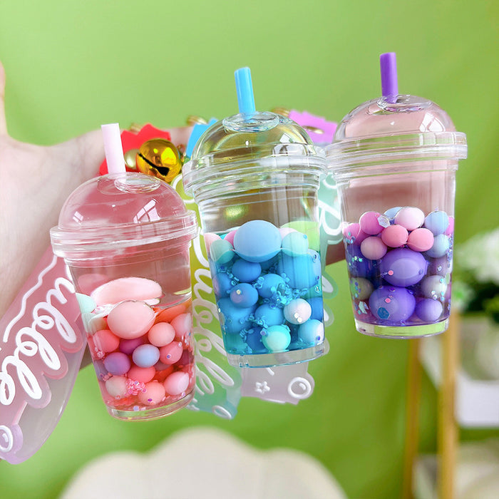 Wholesale Acrylic Luminous Oil Milk Tea Cup Keychain JDC-KC-YanG010