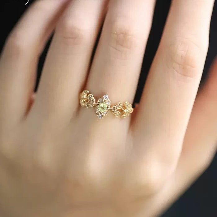 Wholesale Light luxury natural olivine versatile open ring