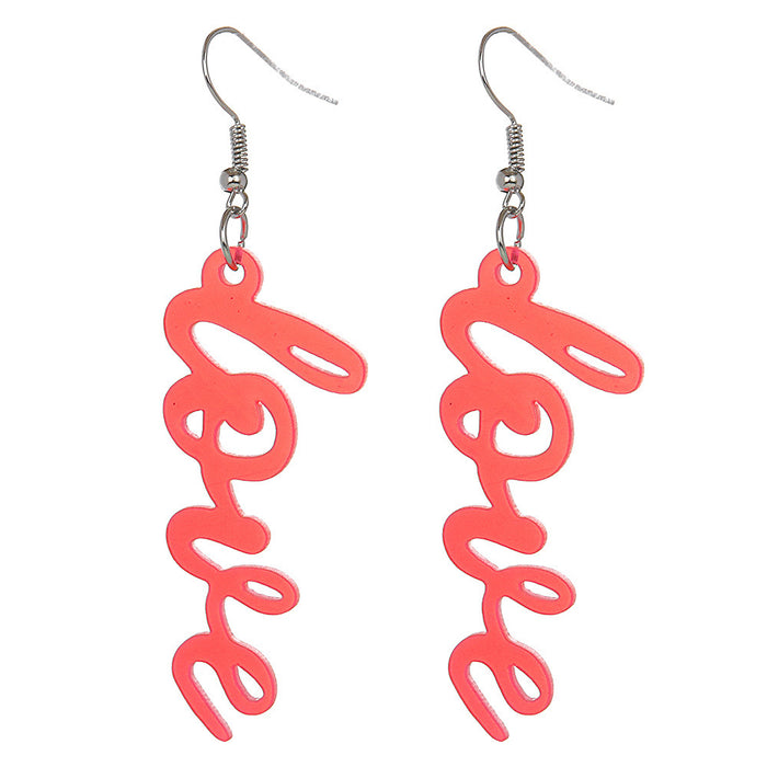 Wholesale Valentine' s Day Earrings Series English Letters Acrylic Romantic Love Colorful Earrings