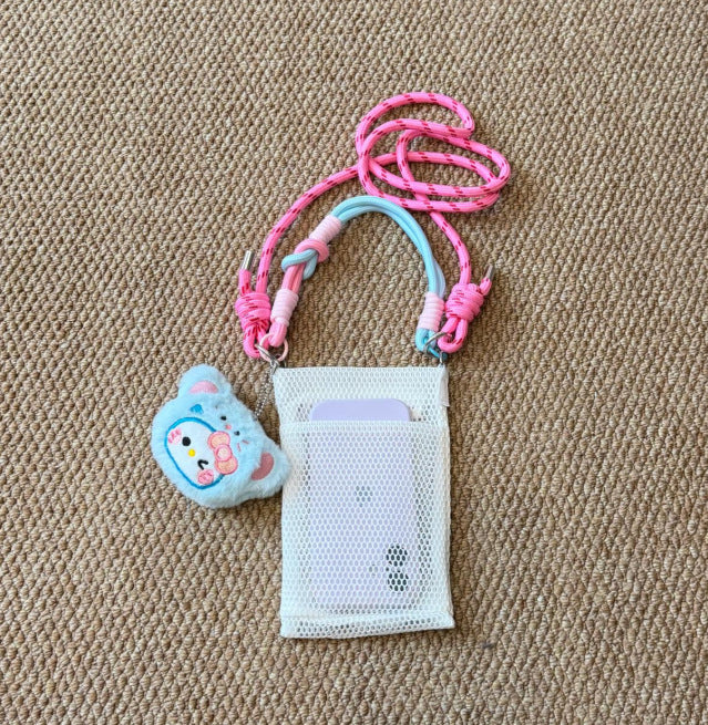 Wholesale Trendy Mesh Phone Bag Mint Green Crossbody Handbag MOQ≥2