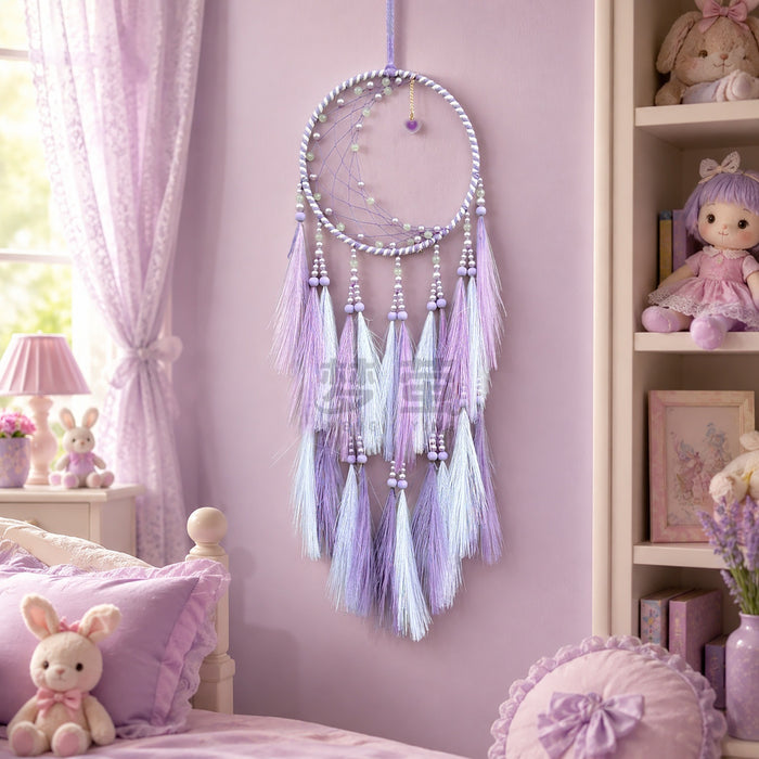 Wholesale Romantic Star Moon Dream Catcher Hand-Knitted Simulated Feather Wall Hanging Home Decor MOQ≥2