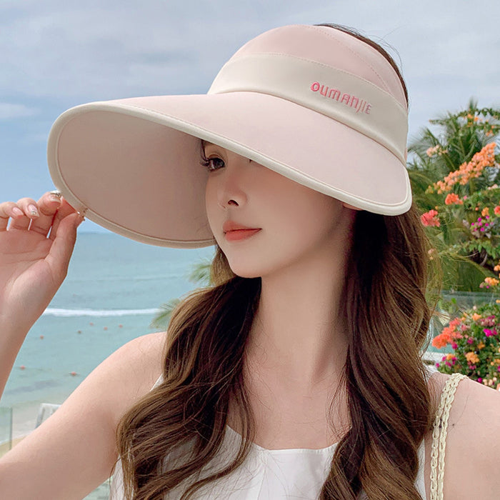 Wholesale Fisherman's hat, sun hat, women's large brim, empty top, summer UV protection, foldable, face covering, ice silk sun