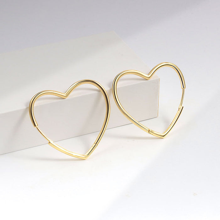 Wholesale Heart Design Earrings For Women Copper Electroplated Sweet And Minimalist Fashion Jewelry Accessory Casual Gift Boutique Resale