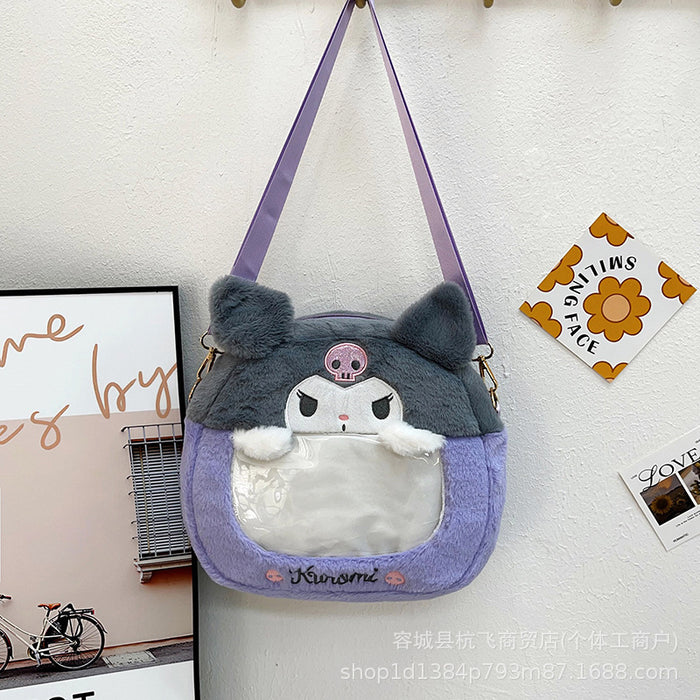 Wholesale Cute cartoon plush transparent large-capacity shoulder bag