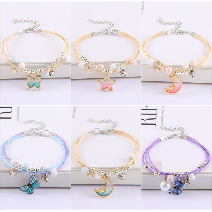 Wholesale Handmade star alloy butterfly bracelet women' s cool style couple bracelet jewelry