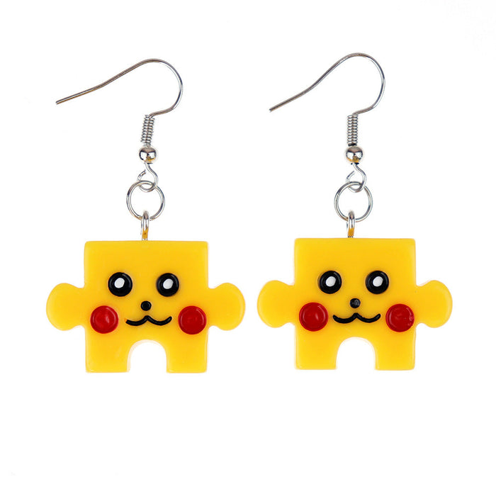 Wholesale Earrings Resin Fun Cute Colorful Cartoon Building Blocks Puzzle (M) JDC-ES-niqing016