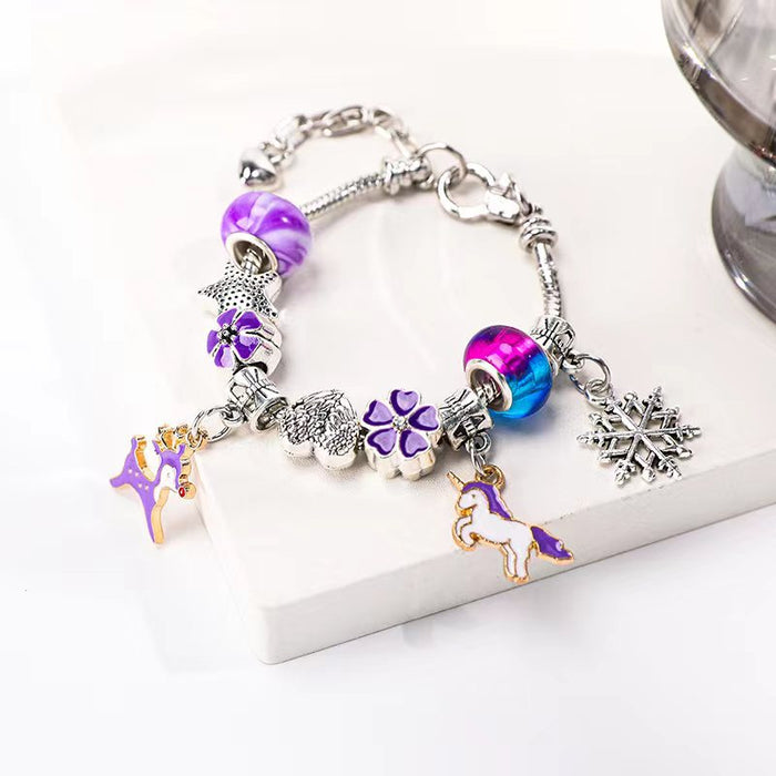 Wholesale Cartoon Large Hole Crystal Beaded Alloy Bracelet JDC-BT-JiYan001