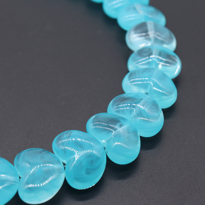 Wholesale Sense Color Beaded Love Cloud Heart Shape Peach Heart Necklace Earrings Blue