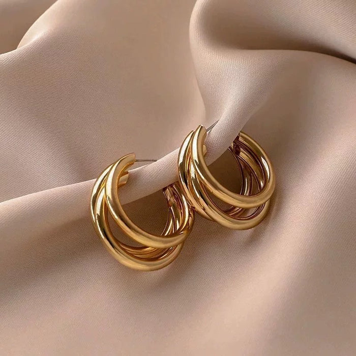 Wholesale Retro geometric metal earrings, earrings, niche feel, golden temperament, simple earrings, earrings