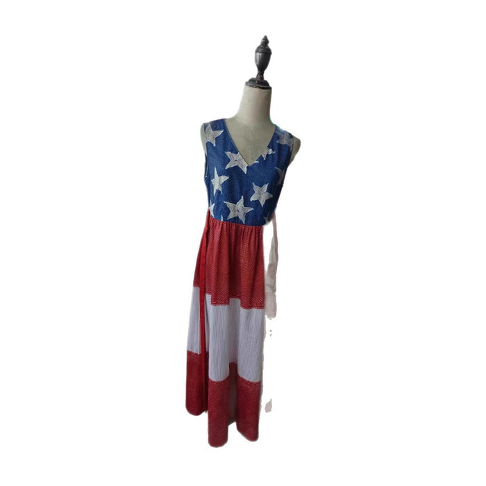 Wholesale Printed national flag long dress
