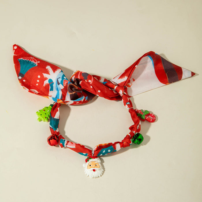 Wholesale Polyester Christmas f Necklace with Tree Bell and Santa Pattern MOQ≥2