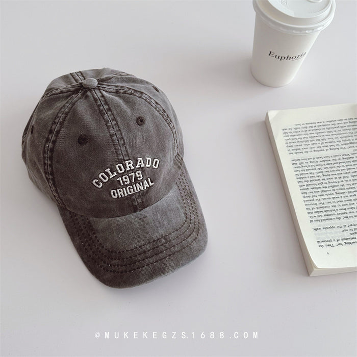 Wholesale Small niche vintage children's baseball cap, versatile and washed denim hat, sun shading duckbill cap