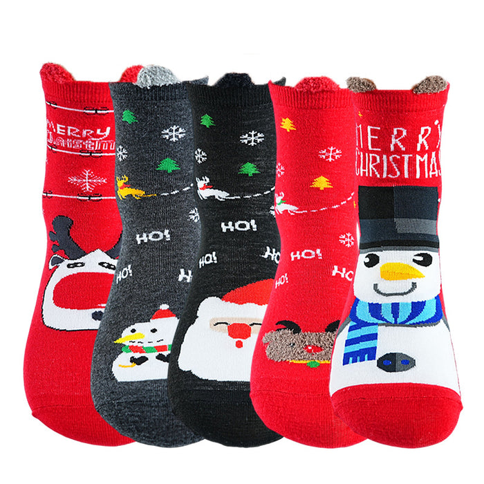 Wholesale 10pcs Cartoon Christmas Polyester Middle Tube Socks JDC-SK-Xinh023